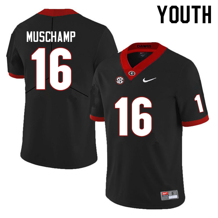 Georgia Bulldogs Youth Jackson Muschamp #16 Black Anniversary Stitched College UGA Football Jersey 23WK017OY